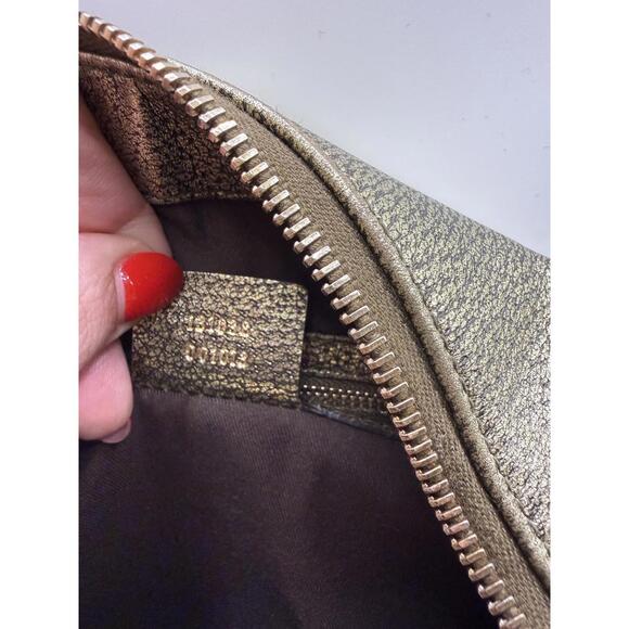 Gucci Gold Pebbled Leather Bamboo Ring Hobo Bag - Picture 6 of 9